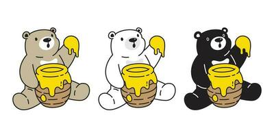 Bär Vektor Polar- Bär Honig Karikatur Charakter Symbol Logo Sitzung Illustration Symbol Gekritzel