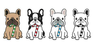 Hund Vektor Französisch Bulldogge Süßigkeiten Stock Karikatur Charakter Symbol Logo Illustration