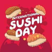 International Sushi Tag Design Vorlage zum Feier. Sushi Vektor Illustration. Sushi Rollen. International Sushi Tag.