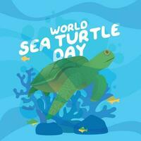 Welt Meer Schildkröte Tag Design Vorlage zum Feier. Meer Schildkröte Illustration. Schildkröte Tag. Ozean Illustration. vektor