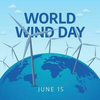 Welt Wind Tag Design Vorlage zum Feier. Welt Wind Tag Vektor Design. Turbine Vektor Illustration.