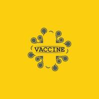 koronaviruslogotyp virusvektor, vaccinlogotyp, infektionsbakterieikon och hälso- och sjukvårdsrisk social distansering pandemi covid 19 vektor