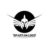 spartanisch Logo schwarz Gladiator und Vektor Design Helm und Kopf schwarz