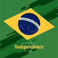 Brasilien glückliche Unabhängigkeitstag Feier mit Flagge und Schriftzug vektor