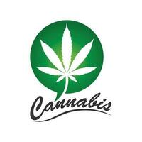 cannabis logotyp och marijuana blad ikon vektor design