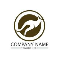 känguru djur- logotyp och design vektor illustrtion