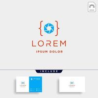 Fotocode Logo Design Kamera Codierung einfache Linie vektor