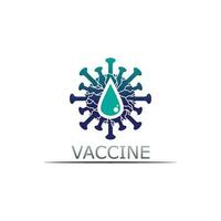 Impfstofflogo medizinischer Vektor antibiotischer Impfvirus-Impfstoff, Design und Illustration für das Gesundheitswesen