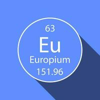 europium symbol med lång skugga design. kemisk element av de periodisk tabell. vektor illustration.