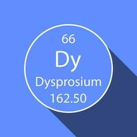 dysprosium symbol med lång skugga design. kemisk element av de periodisk tabell. vektor illustration.