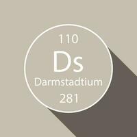 darmstadtium Symbol mit lange Schatten Design. chemisch Element von das periodisch Tisch. Vektor Illustration.