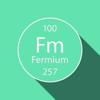 fermium symbol med lång skugga design. kemisk element av de periodisk tabell. vektor illustration.