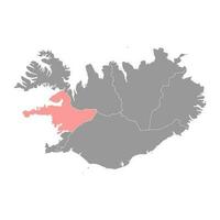 Western Region Karte, administrative Kreis von Island. Vektor Illustration.