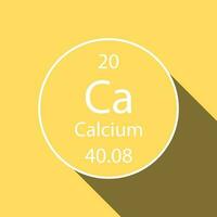 kalcium symbol med lång skugga design. kemisk element av de periodisk tabell. vektor illustration.