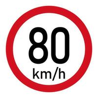 trafik tecken begränsande hastighet till 80 kilometer per timme. maximal hastighet begränsa till 80 km per timme. vektor