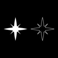 stjärna gnista uppsättning ikon vit Färg vektor illustration bild fast fylla översikt kontur linje tunn platt stil