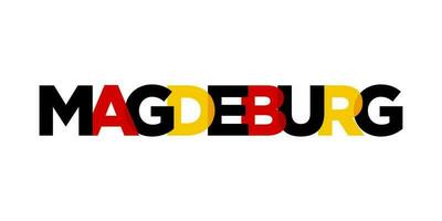 magdeburg tyskland, modern och kreativ vektor illustration design terar de stad av Tyskland som en grafisk symbol och text element, uppsättning mot en vit bakgrund, är perfekt för resa banderoller