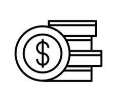 stack av mynt pengar linje ikon isolerat vektor