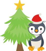 Urlaub Pinguin mit Weihnachten Baum vektor