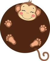 komisch süß Affe mit runden Körper vektor