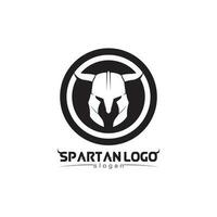 spartanisch Logo schwarz Gladiator und Vektor Design Helm und Kopf schwarz