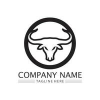 Stier und Kuh Logo Design Symbol Vektor Horn Tiere