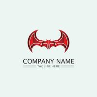 bat logotyp djur och vektor, vingar, svart, halloween, vampyr, gotisk, illustration, design bat ikon vektor