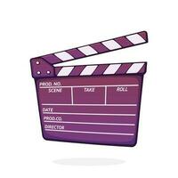 öppen clapperboard Begagnade i bio när skytte en filma. film kläpp styrelse. symbol av de filma industri. tecknad serie vektor illustration med översikt. klämma konst isolerat på vit bakgrund