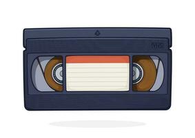 tecknad serie illustration av vhs kassett. video tejp spela in systemet. film industri vektor