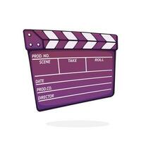 stängd clapperboard Begagnade i bio när skytte en filma. symbol av de film industri. symbol av de film industri. tecknad serie vektor illustration med översikt. klämma konst isolerat på vit bakgrund