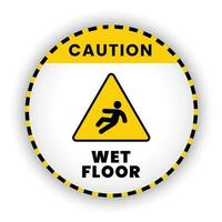 Vorsicht nass Fußboden Banner Vektor, Abbildung geruhen. Zeichen von Warnung nass Fußboden Sein sorgfältig. vektor