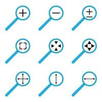 webb ikon uppsättning av förstorande glas. förstorande glas ikon, Sök förstorande glas isolerat. vektor illustration