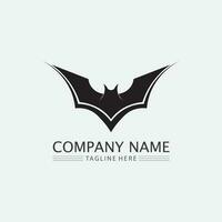 bat logotyp djur och vektor, vingar, svart, halloween, vampyr, gotisk, illustration, design bat ikon vektor