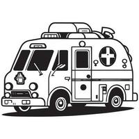 diese ist ein Krankenwagen Vektor Clip Art, Krankenwagen Linie Kunst, schwarz und Weiß Krankenwagen.