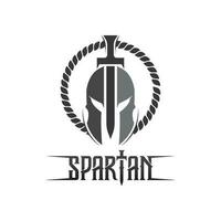 spartanisches und Gladiator-Helm-Logo-Symbol entwirft Vektor