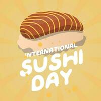 International Sushi Tag Design Vorlage zum Feier. Sushi Vektor Illustration. Sushi Rollen. International Sushi Tag.