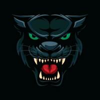 svart panter fä djur- huvud maskot logotyp tecknad serie illustration vektor