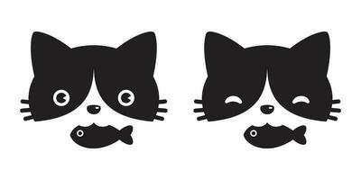katt vektor huvud ikon logotyp kattunge kalikå fisk tecknad serie karaktär illustration