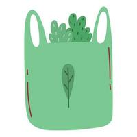 grön tecknad serie ikon av ekologi väska ikon isolerat vektor