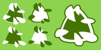 en uppsättning av logotyper tillverkad av abstrakt grön löv. element för utskrift på miljö- ämnen. färsk teman av vår, natur, blommande. objekt för text, ritad för hand konst fläckar vektor