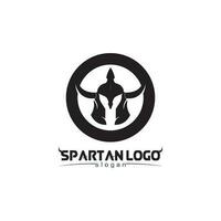 spartanisch Logo schwarz Gladiator und Vektor Design Helm und Kopf schwarz