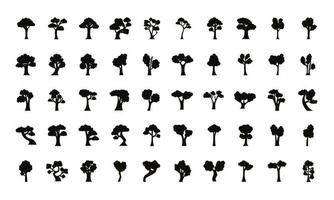 Bündel von fünfzig Bäumen setzen Ikonen vektor