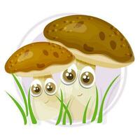 freundlich Pilz Vektor Karikatur Illustration. Wald Pilze lächelnd isoliert auf ein Weiß Hintergrund.