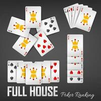 full hus poker ranking kasino set, vektor illustration