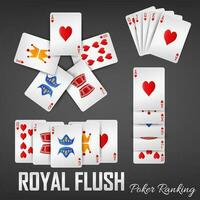 kunglig spola poker ranking kasino set, vektor illustration