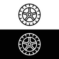 Rad linear Symbol. Vektor minimal Auto Reifen Symbol oder Zeichen isoliert auf Weiß und schwarz Hintergrund