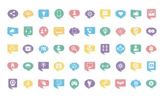 femtio sociala medier marknadsföring set ikoner vektor