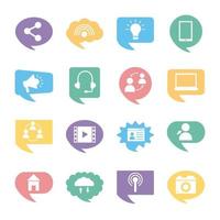 16 Social-Media-Marketing-Set-Sammlungssymbole vektor