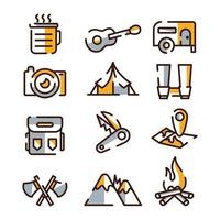 Sommer Camping Icon Sammlung vektor