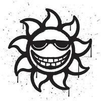 Graffiti sprühen Farbe lächelnd Sonne Charakter isoliert Vektor Illustration